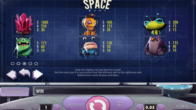 Бонусная игра Space Wars 5